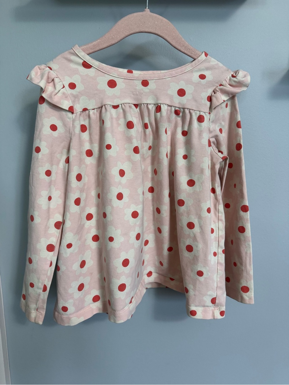Hanna Andersson Petal Pink Floral Dot Long-Sleeve Tee Sz 5